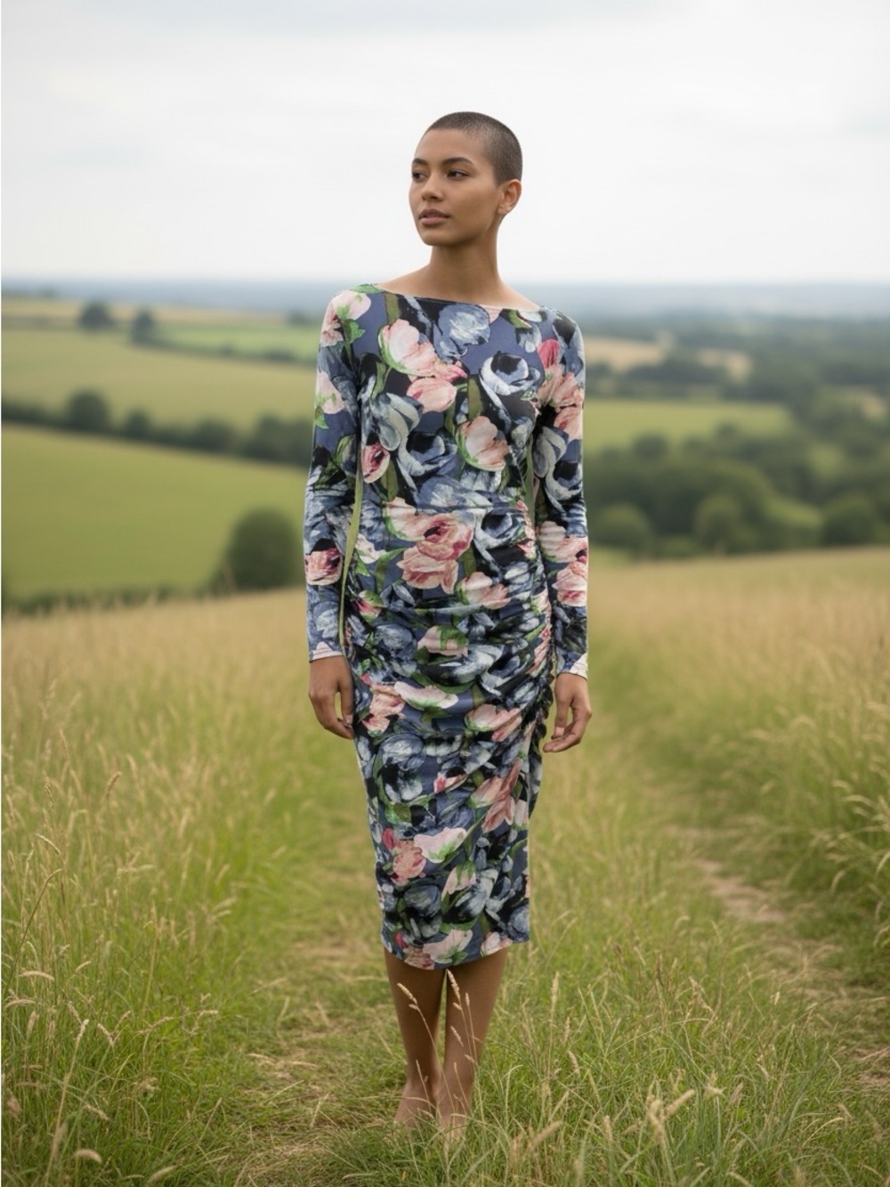 WHBM Reversible Gather Sides Floral Dress Womens XL